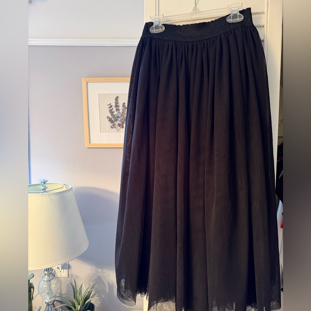 Mid Length Tulle Black Women's Skirt